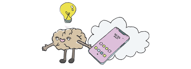 Gehirn mit Smartphone